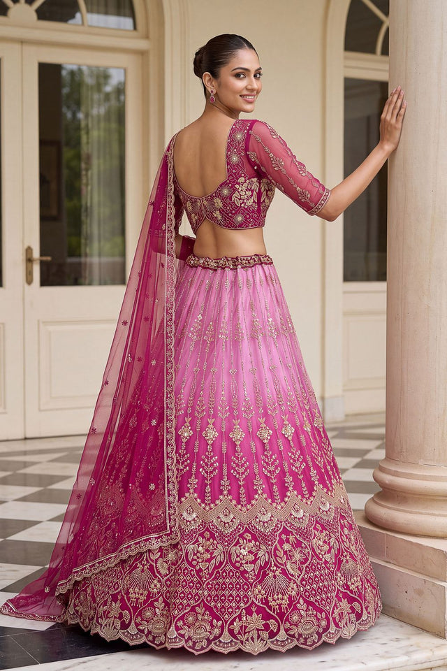 Pink Sequin with Embroidered Net Lehenga (ACB2201)