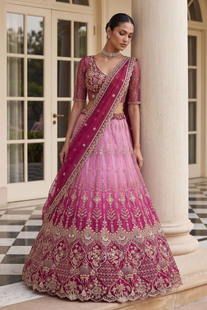Pink Sequin with Embroidered Net Lehenga (ACB2201)