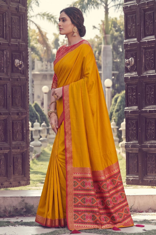 Mustard Woven Silk Saree (ACB2202)