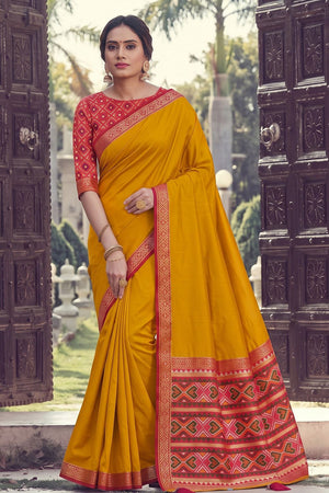 Mustard Woven Silk Saree (ACB2202)