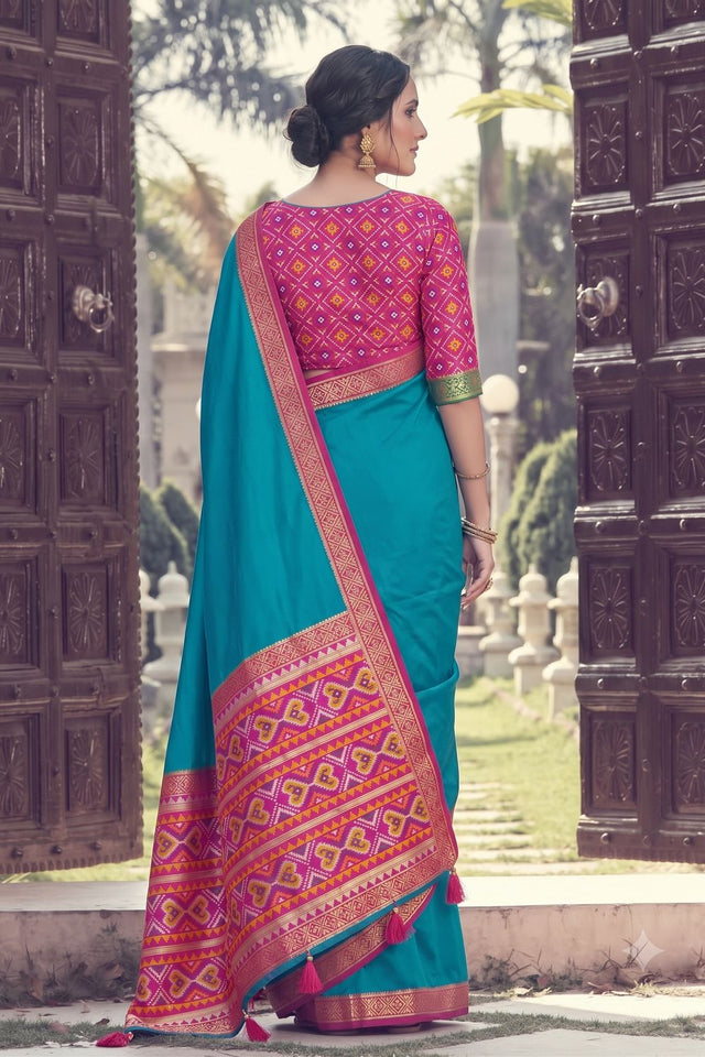 Blue Woven Silk Saree (ACB2203)
