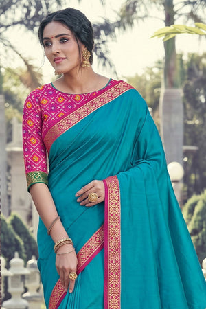 Blue Woven Silk Saree (ACB2203)