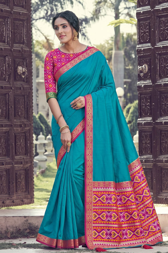 Blue Woven Silk Saree (ACB2203)