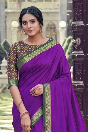 Purple Woven Silk Saree (ACB2204)