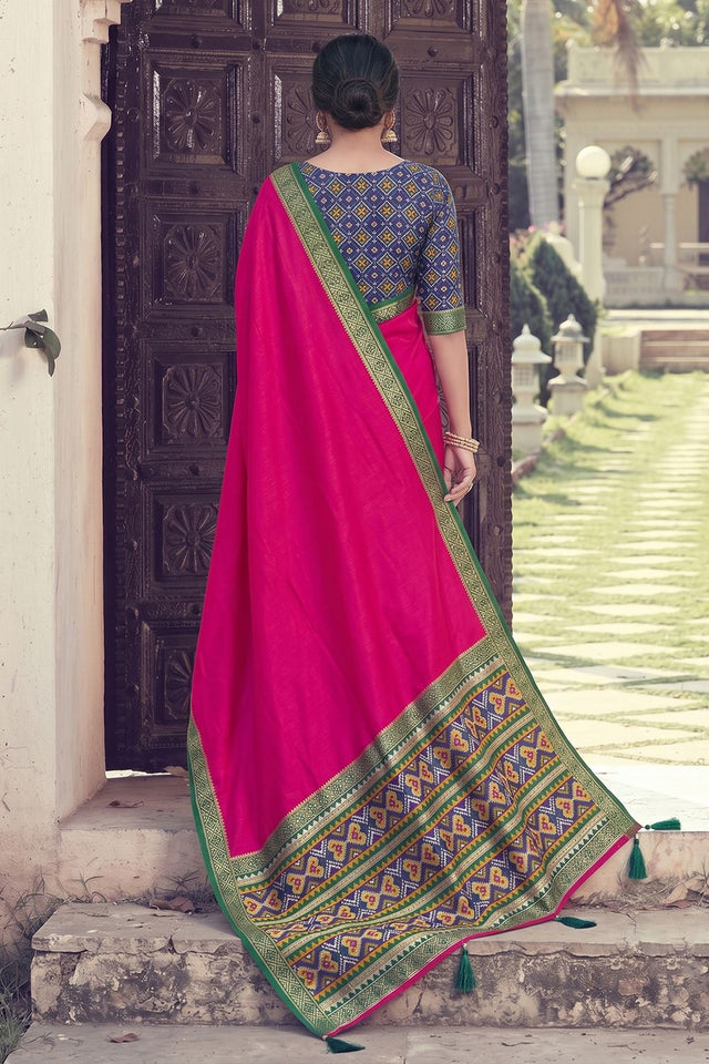 Pink Woven Silk Saree (ACB2205)