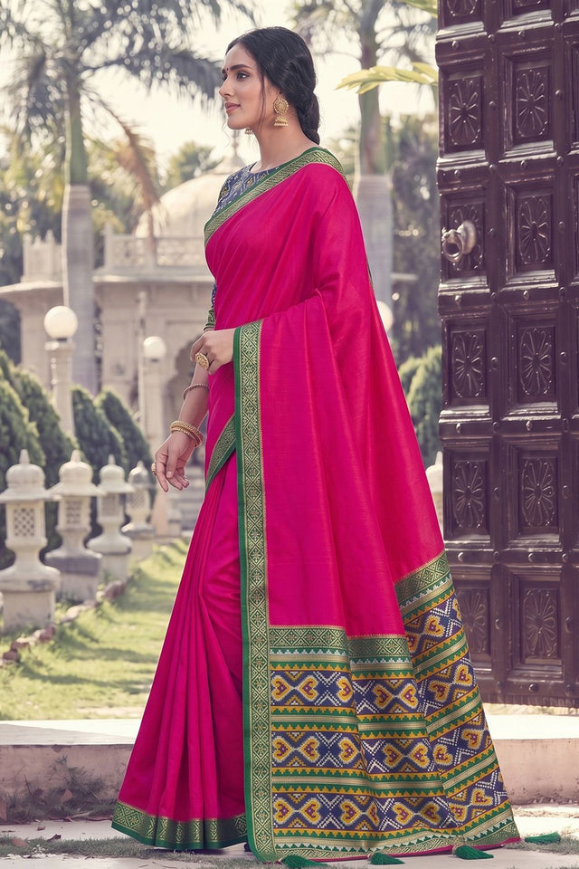 Pink Woven Silk Saree (ACB2205)