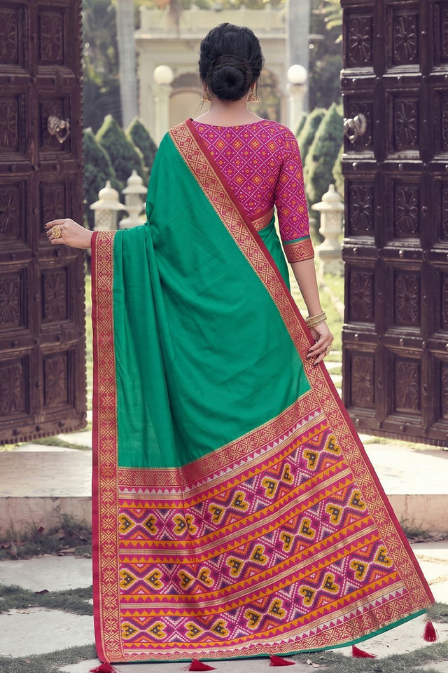 Sea Green Woven Silk Saree (ACB2207)