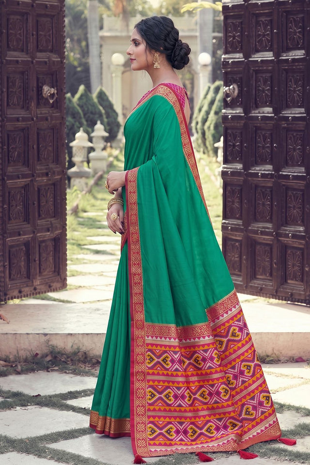 Sea Green Woven Silk Saree (ACB2207)