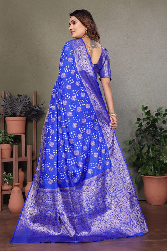 Blue Jacquard Woven Satin Silk Saree (ACB2213)