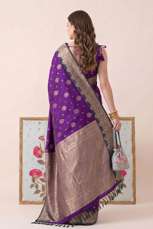Purple Woven Silk Saree (ACB2214)