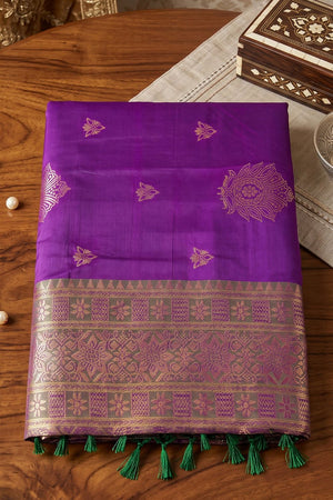 Purple Woven Silk Saree (ACB2214)