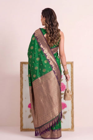 Green Woven Silk Saree (ACB2216)