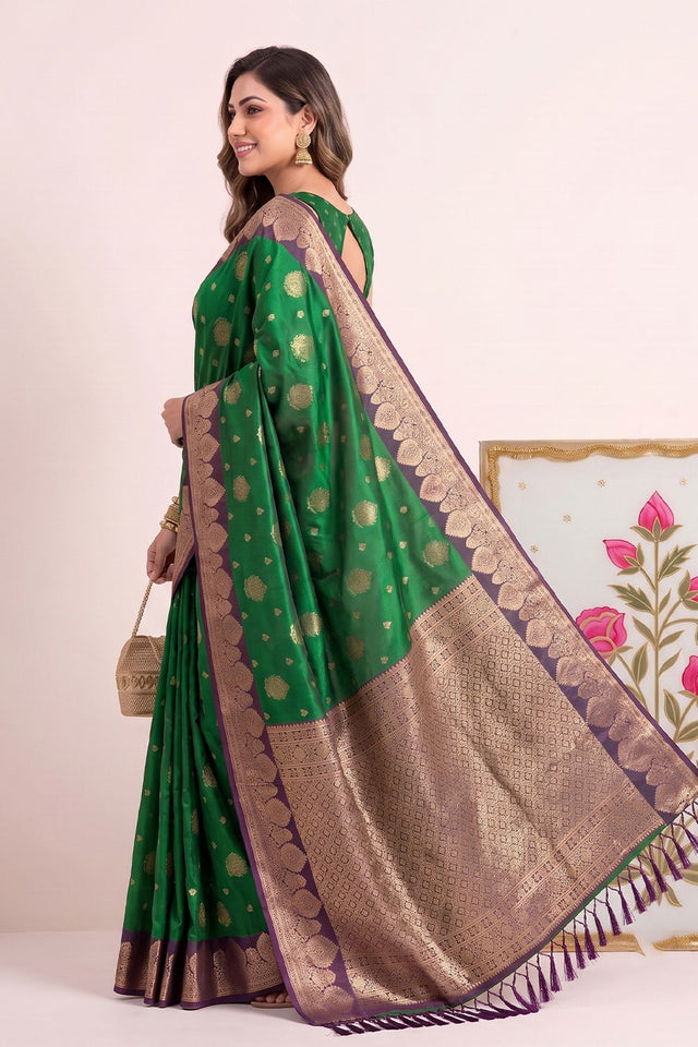 Green Woven Silk Saree (ACB2216)