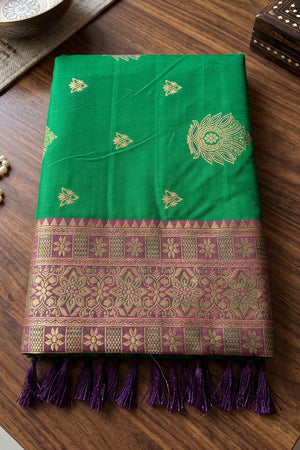 Green Woven Silk Saree (ACB2216)