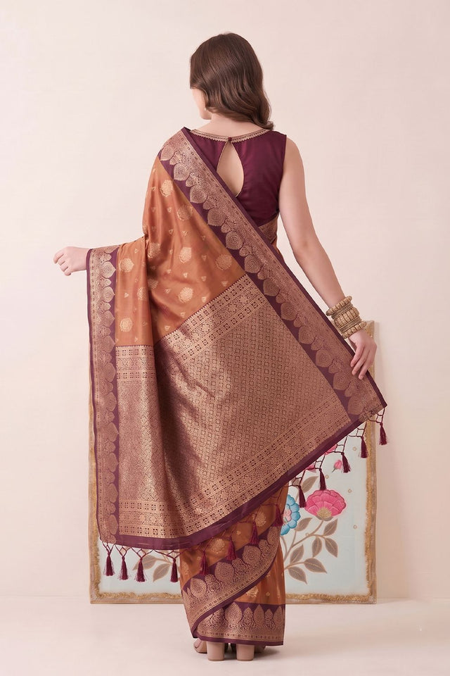 Brown Woven Silk Saree (ACB2217)