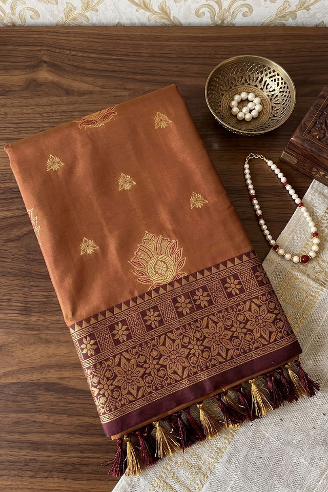 Brown Woven Silk Saree (ACB2217)