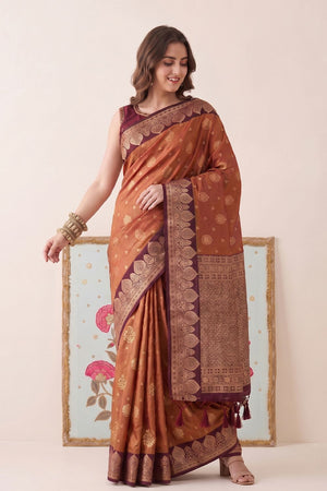 Brown Woven Silk Saree (ACB2217)