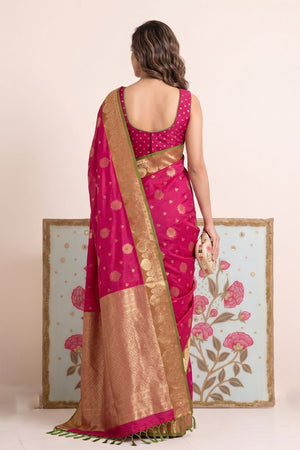 Pink Woven Silk Saree (ACB2218)