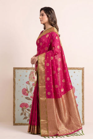 Pink Woven Silk Saree (ACB2218)