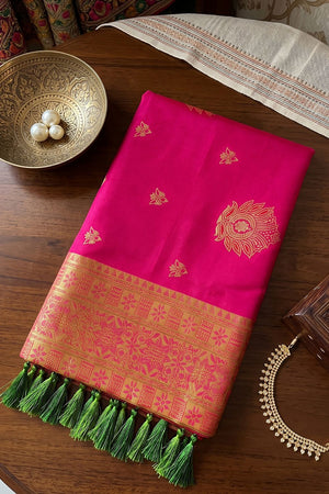Pink Woven Silk Saree (ACB2218)