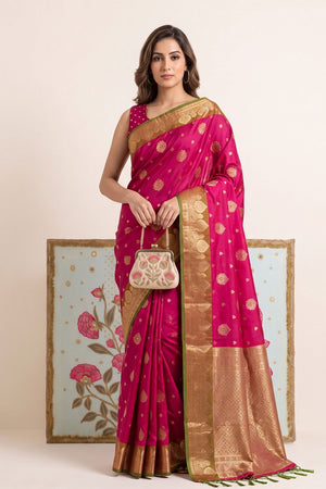 Pink Woven Silk Saree (ACB2218)