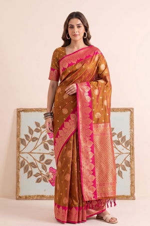 Mehendi Woven Silk Saree (ACB2219)