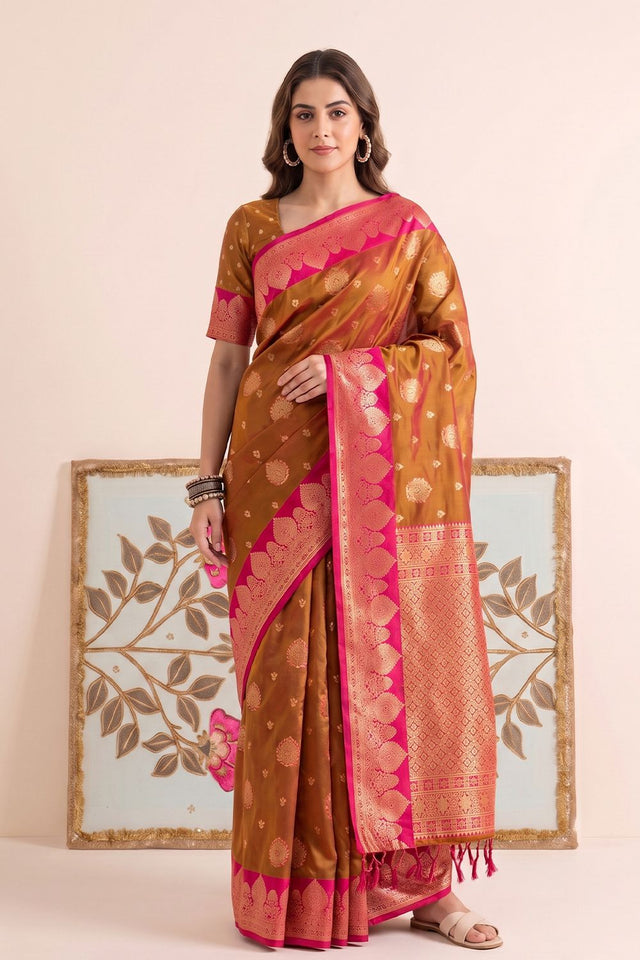 Mehendi Woven Silk Saree (ACB2219)