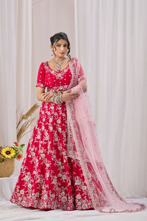 Pink Floral Embroidered Georgette Lehenga (ACB2220)