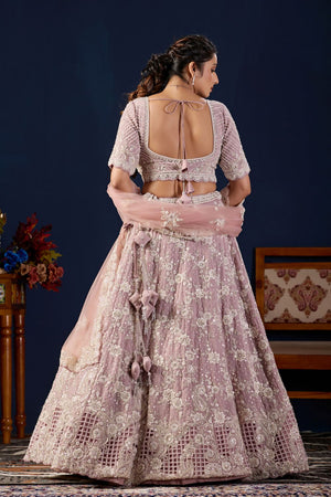 Pink Floral Embroidered Georgette Lehenga (ACB2225)