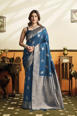 Blue Woven Silk Saree (ACB2230)