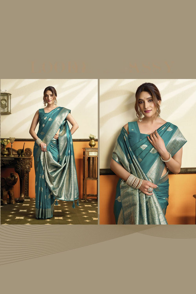 Green Woven Silk Saree (ACB2232)
