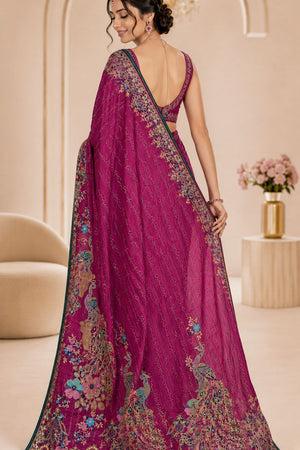 Pink Woven Satin Saree (ACB2246)