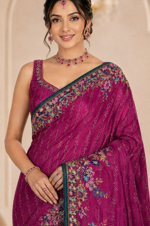 Pink Woven Satin Saree (ACB2246)