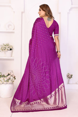 Purple Printed with Woven Pallu Satin Silk Saree (ACB2266)