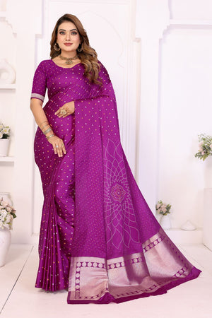 Purple Printed with Woven Pallu Satin Silk Saree (ACB2266)