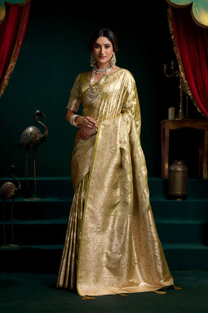 Green Woven Satin Silk Saree (ACB2270)