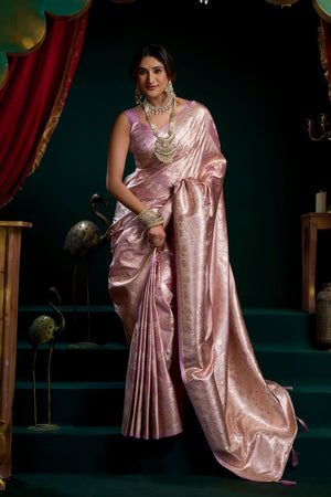 Purple Woven Satin Silk Saree (ACB2271)