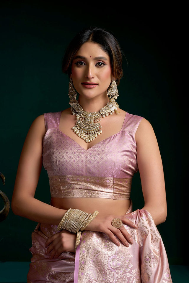 Purple Woven Satin Silk Saree (ACB2271)