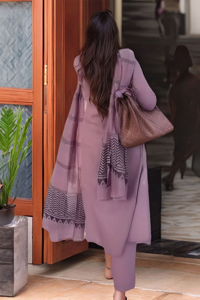 Purple Solid Viscose Kurti Pant Set (ACB2296)