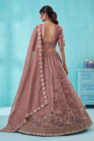 Pink Heavy Embroidered Silk Lehenga (ACB2306)
