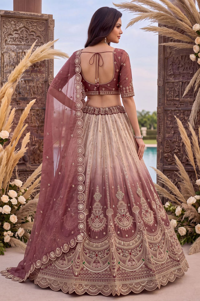 Pink Heavy Embroidered Silk Lehenga (ACB2309)