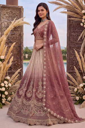 Pink Heavy Embroidered Silk Lehenga (ACB2309)