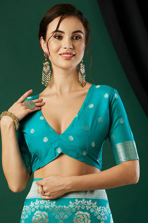 Light Blue Zari Woven Crepe Saree (ACB2317)