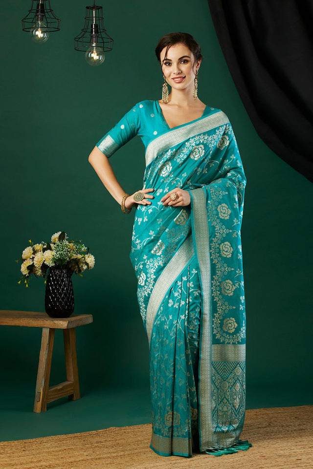 Light Blue Zari Woven Crepe Saree (ACB2317)