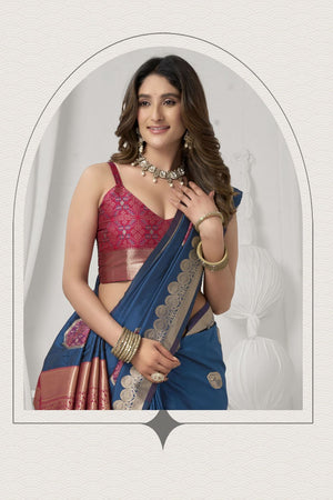 Blue Woven Silk Saree (ACB2460)