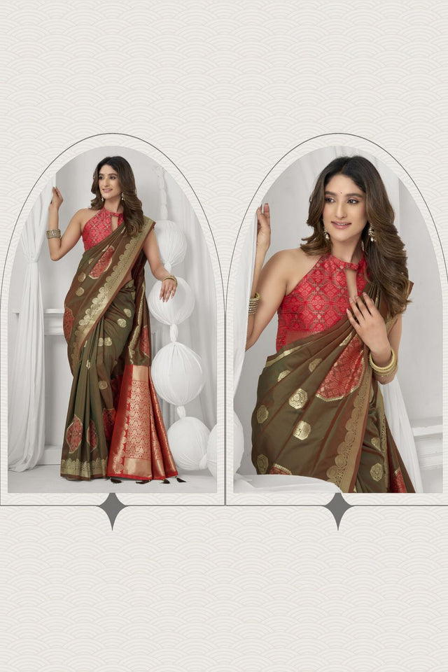 Green Woven Silk Saree (ACB2461)