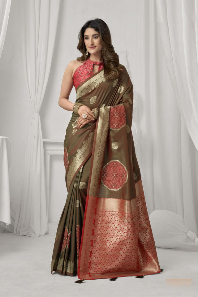 Green Woven Silk Saree (ACB2461)