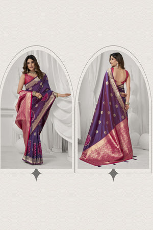 Purple Woven Silk Saree (ACB2463)