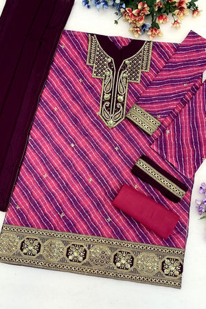 Purple Embroidered Georgette Sharara Suit (ACB2481)