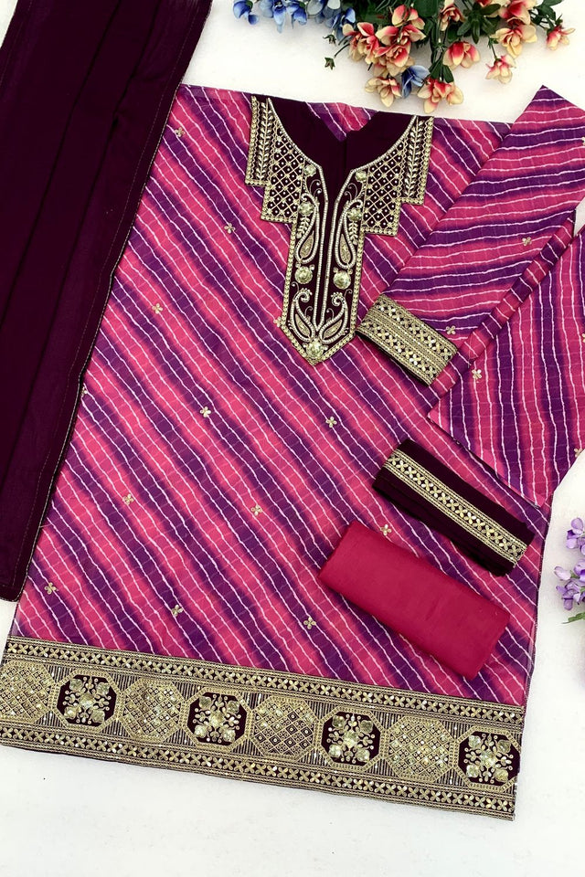 Purple Embroidered Georgette Sharara Suit (ACB2481)